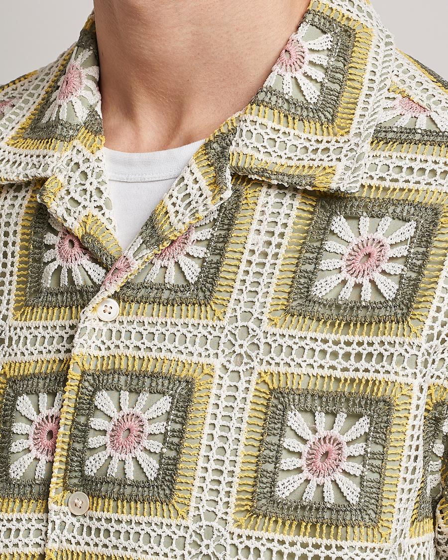 Homme | Chemises | NN07 | Julio Flower Short Sleeve Shirt Pale Green