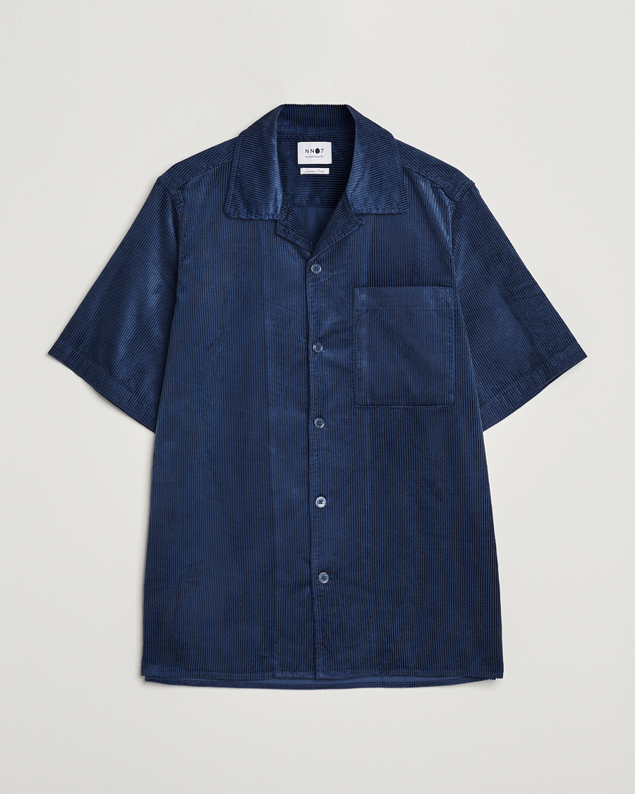 Homme | Chemises | NN07 | Julio Tencel Corduroy Short Sleeve Shirt Sargasso Sea