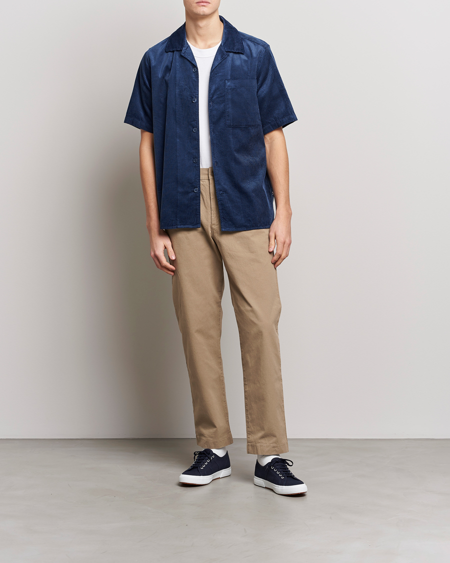 Homme | Chemises | NN07 | Julio Tencel Corduroy Short Sleeve Shirt Sargasso Sea