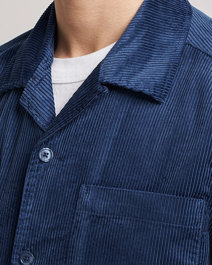 Homme | Chemises | NN07 | Julio Tencel Corduroy Short Sleeve Shirt Sargasso Sea