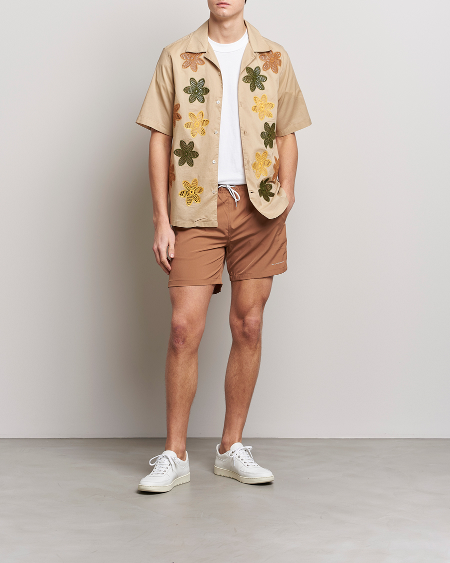 Homme | Chemises | NN07 | Julio Flower Short Sleeve Shirt Cream