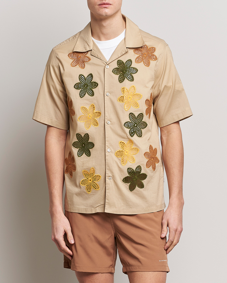 Homme | Chemises | NN07 | Julio Flower Short Sleeve Shirt Cream