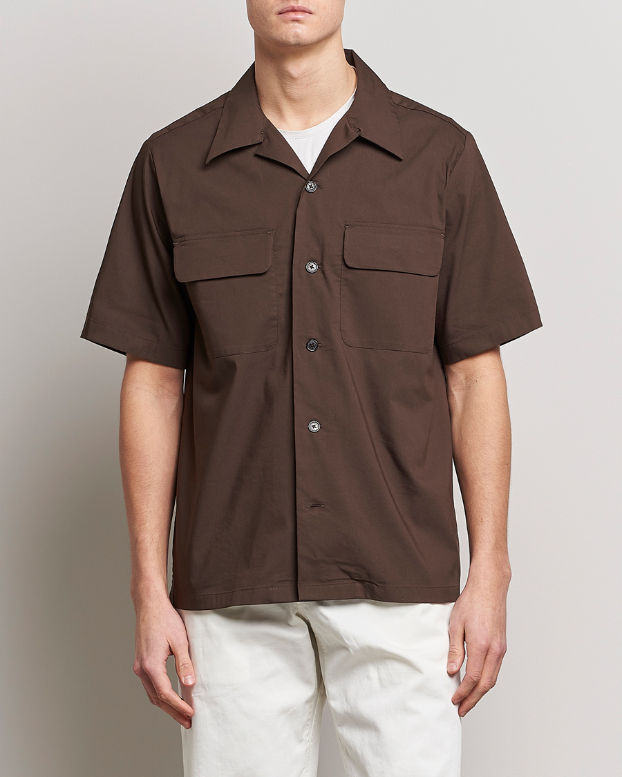 Homme | Chemises | NN07 | Daniel Pocket Resort Collar Shirt Brown