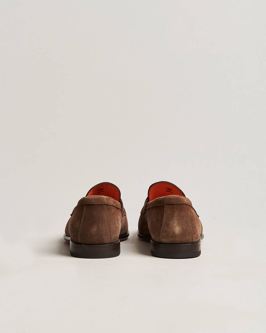 Homme | Santoni Penny Loafer Dark Brown Suede | Santoni | Penny Loafer Dark Brown Suede