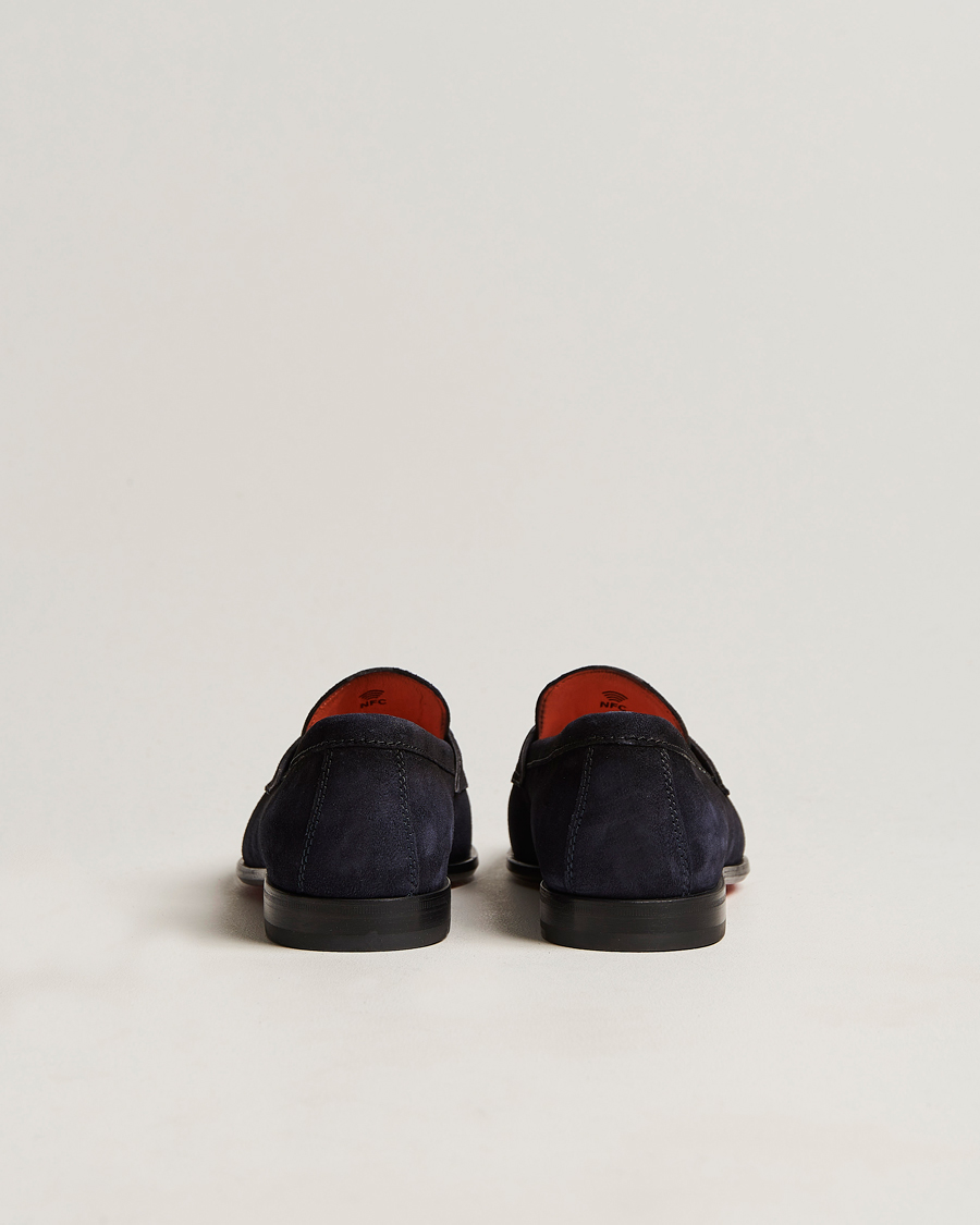 Homme | Santoni Penny Loafer Navy Suede | Santoni | Penny Loafer Navy Suede