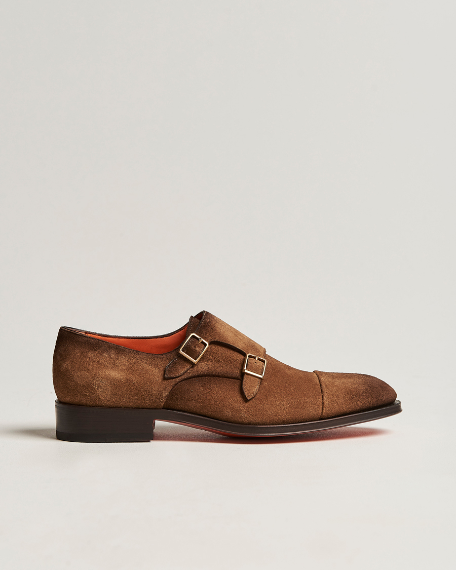 Homme | Santoni Double Monk Shoe Brown Suede | Santoni | Double Monk Shoe Brown Suede