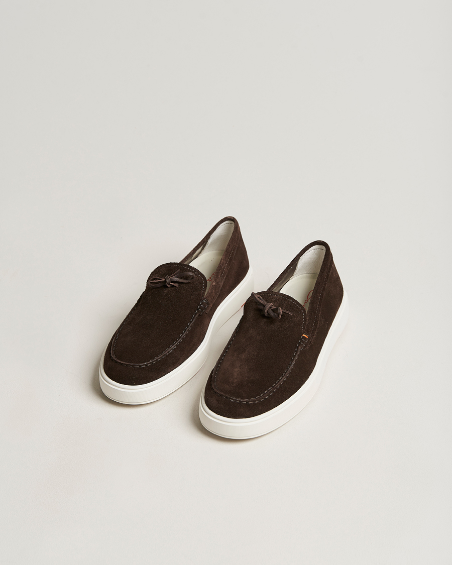 Homme | Santoni Lacetto Slip On Dark Brown Suede | Santoni | Lacetto Slip On Dark Brown Suede