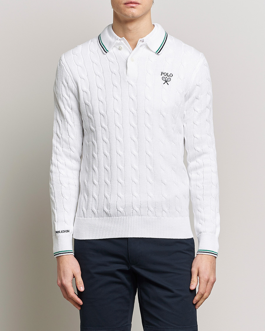 Homme | Pulls Et Tricots | Polo Ralph Lauren | Cotton Cable Knitted Polo Ceramic White