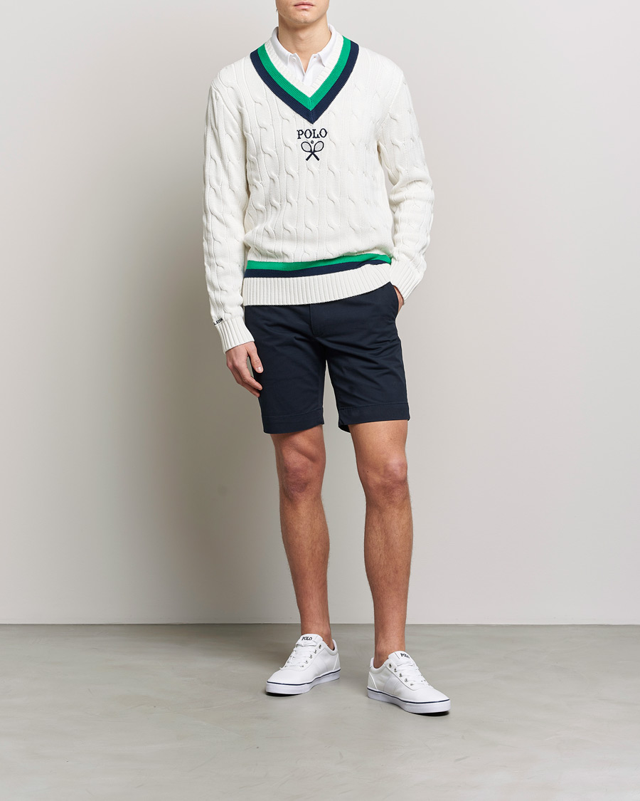 Homme | Pulls Et Tricots | Polo Ralph Lauren | Knitted V-Neck Cricket Sweater Ceramic White