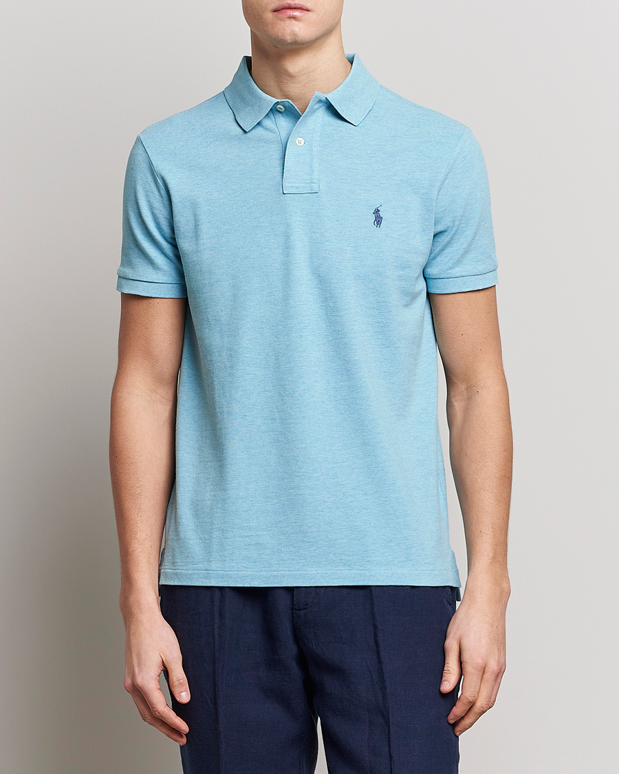 Homme | Polos | Polo Ralph Lauren | Custom Slim Fit Polo Watchhill Blue Heather
