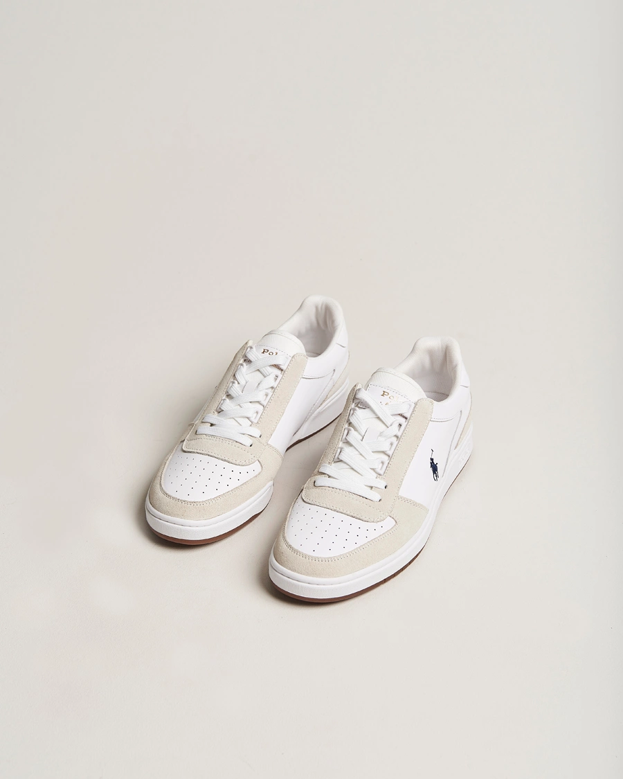 Homme | Chaussures En Daim | Polo Ralph Lauren | CRT Leather/Suede Sneaker White/Beige