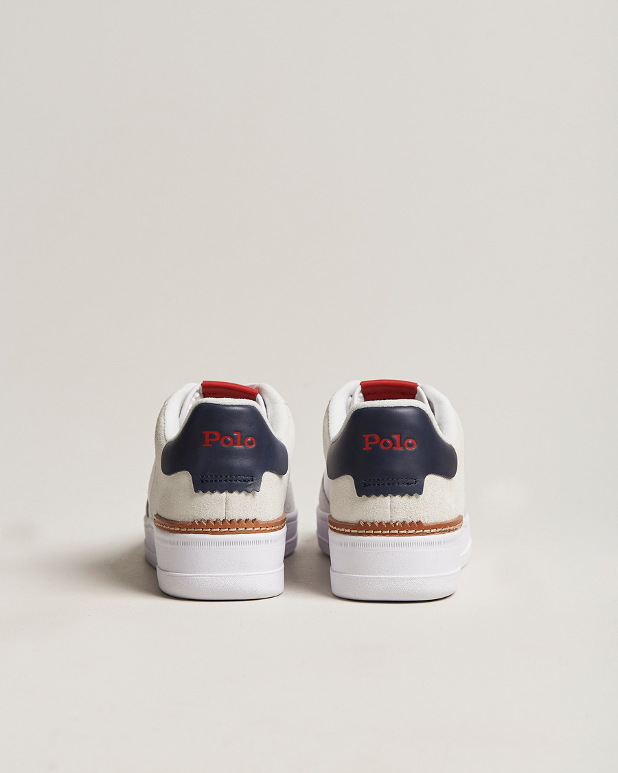 Homme | Polo Ralph Lauren Masters Court Suede Sneaker White/Navy/Red | Polo Ralph Lauren | Masters Court Suede Sneaker White/Navy/Red