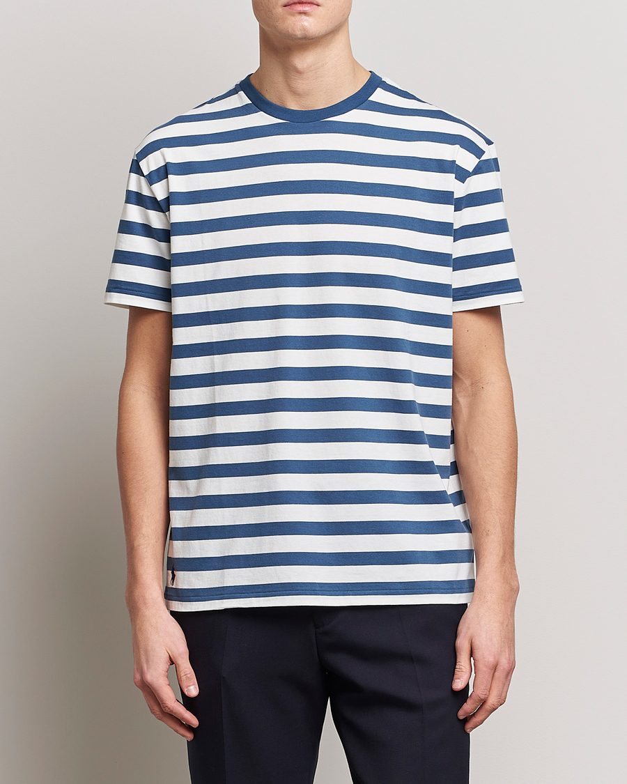 Homme | T-shirts | Polo Ralph Lauren | Brushed Spa Jersey Striped Crew Neck T-Shirt White/Blue
