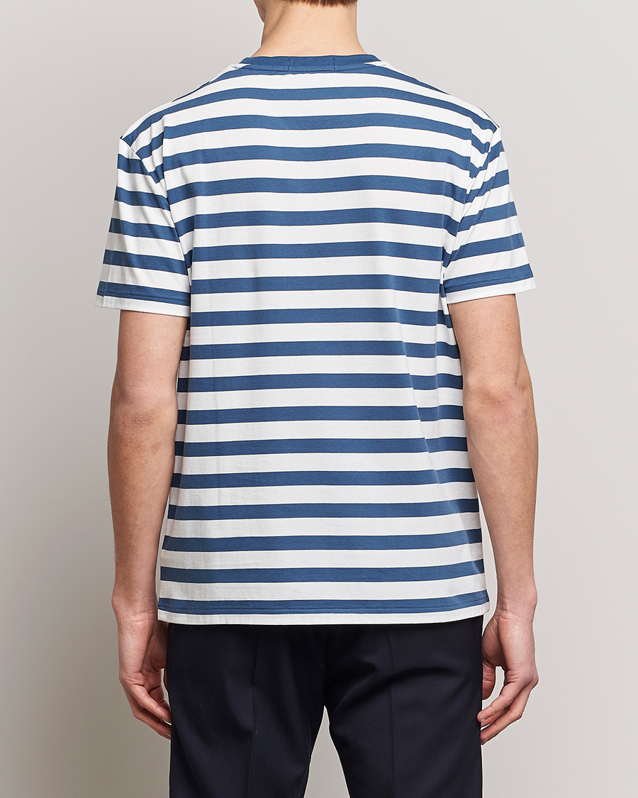 Homme | T-shirts | Polo Ralph Lauren | Brushed Spa Jersey Striped Crew Neck T-Shirt White/Blue