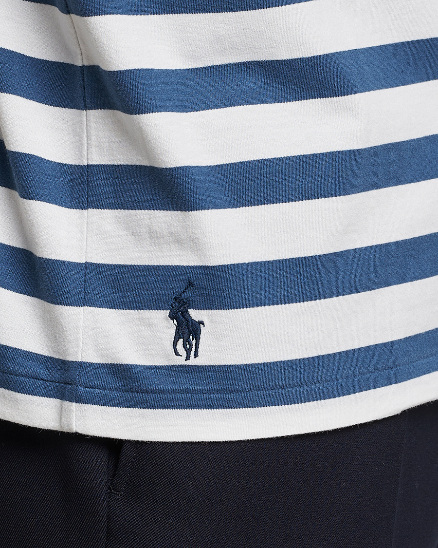 Homme | T-shirts | Polo Ralph Lauren | Brushed Spa Jersey Striped Crew Neck T-Shirt White/Blue