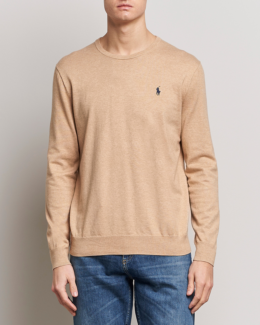 Homme | Soldes -20% | Polo Ralph Lauren | Cotton Crew Neck Sweater Camel Melange