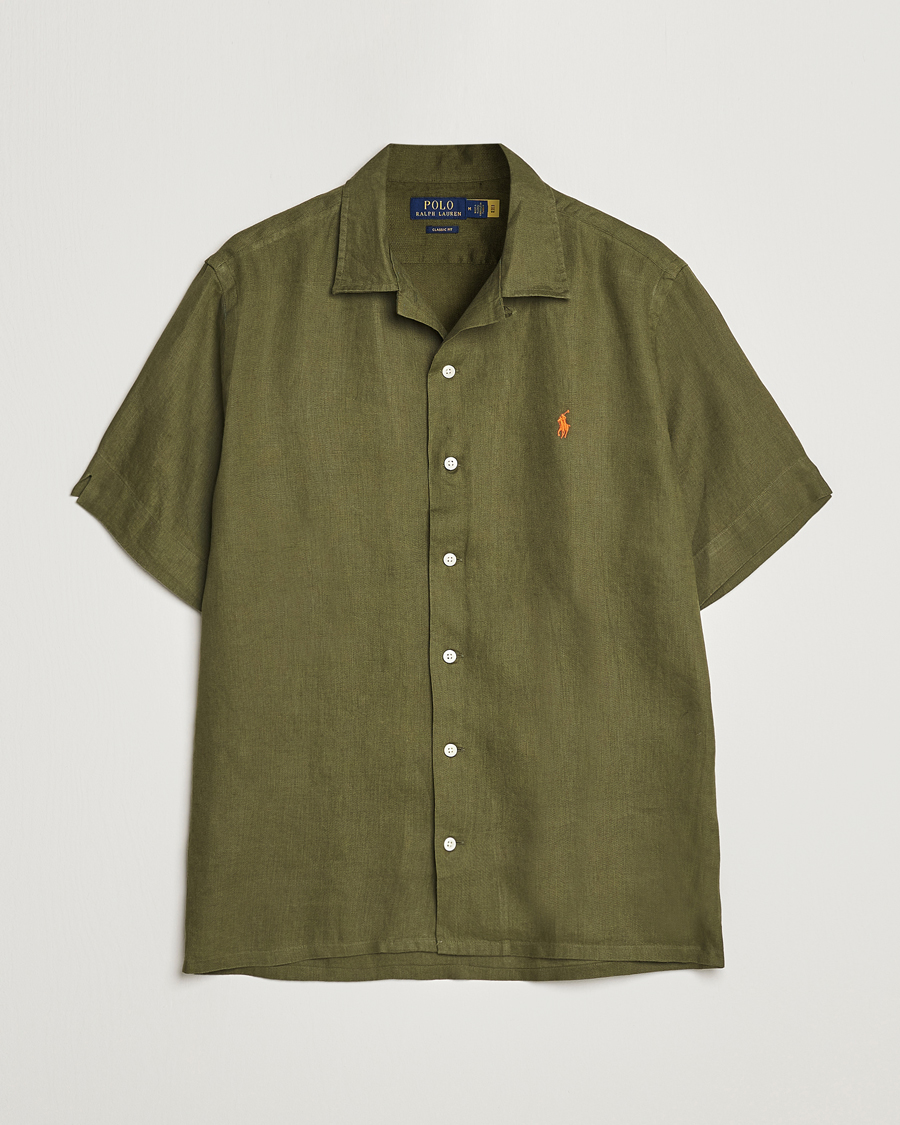 Homme | Chemises | Polo Ralph Lauren | Linen Camp Collar Short Sleeve Shirt Dark Sage