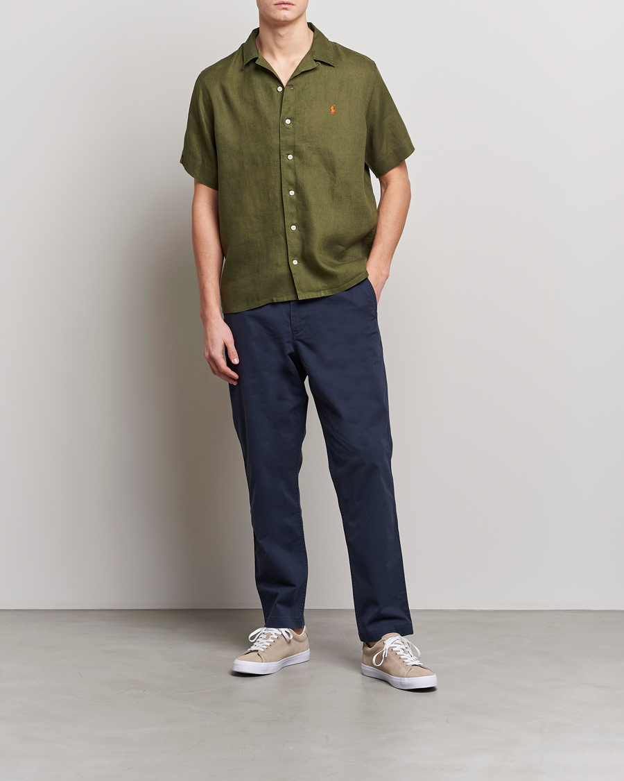 Homme | Chemises | Polo Ralph Lauren | Linen Camp Collar Short Sleeve Shirt Dark Sage