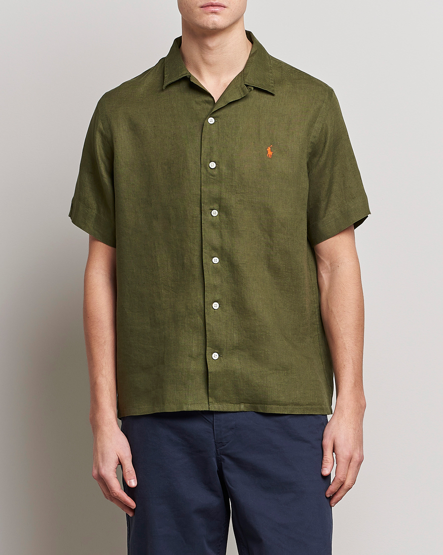 Homme | Chemises | Polo Ralph Lauren | Linen Camp Collar Short Sleeve Shirt Dark Sage