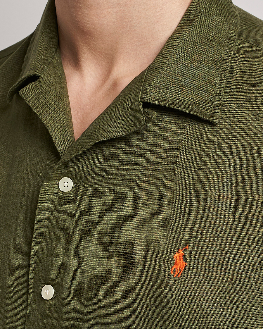 Homme | Chemises | Polo Ralph Lauren | Linen Camp Collar Short Sleeve Shirt Dark Sage