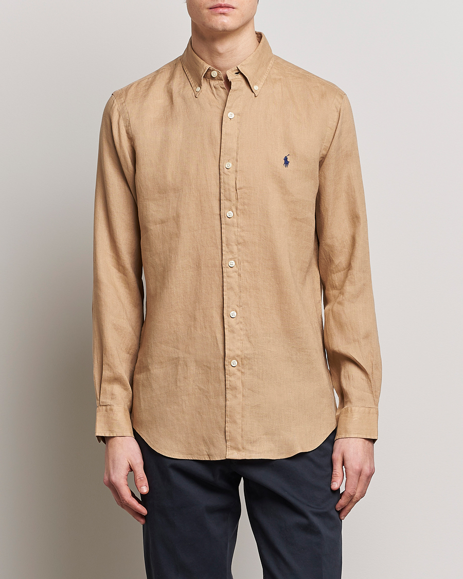 Homme | Chemises En Lin | Polo Ralph Lauren | Custom Fit Linen Button Down Vintage Khaki