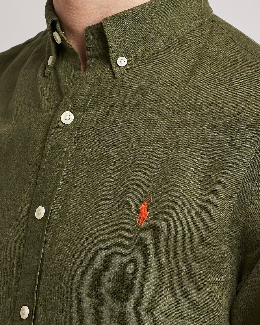 Homme | Chemises | Polo Ralph Lauren | Slim Fit Linen Button Down Shirt Dark Sage