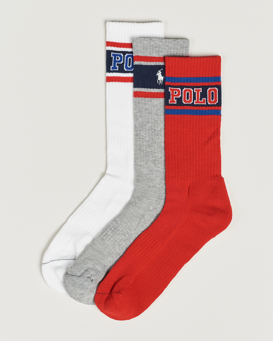 Homme | Sous-Vêtements Et Chaussettes | Polo Ralph Lauren | Varsity 3-Pack Sock Red/Grey/White