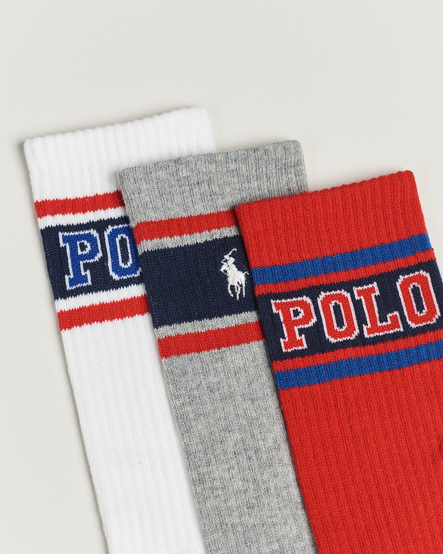 Homme | Sous-Vêtements Et Chaussettes | Polo Ralph Lauren | Varsity 3-Pack Sock Red/Grey/White