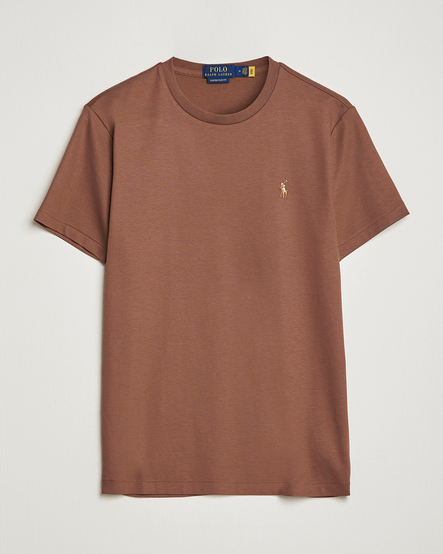 Homme | T-shirts | Polo Ralph Lauren | Pima Cotton Crew Neck T-Shirt Luggage Brown