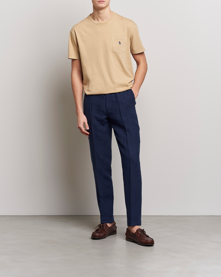 Homme | T-shirts | Polo Ralph Lauren | Cotton/Linen Crew Neck T-Shirt Vintage Khaki