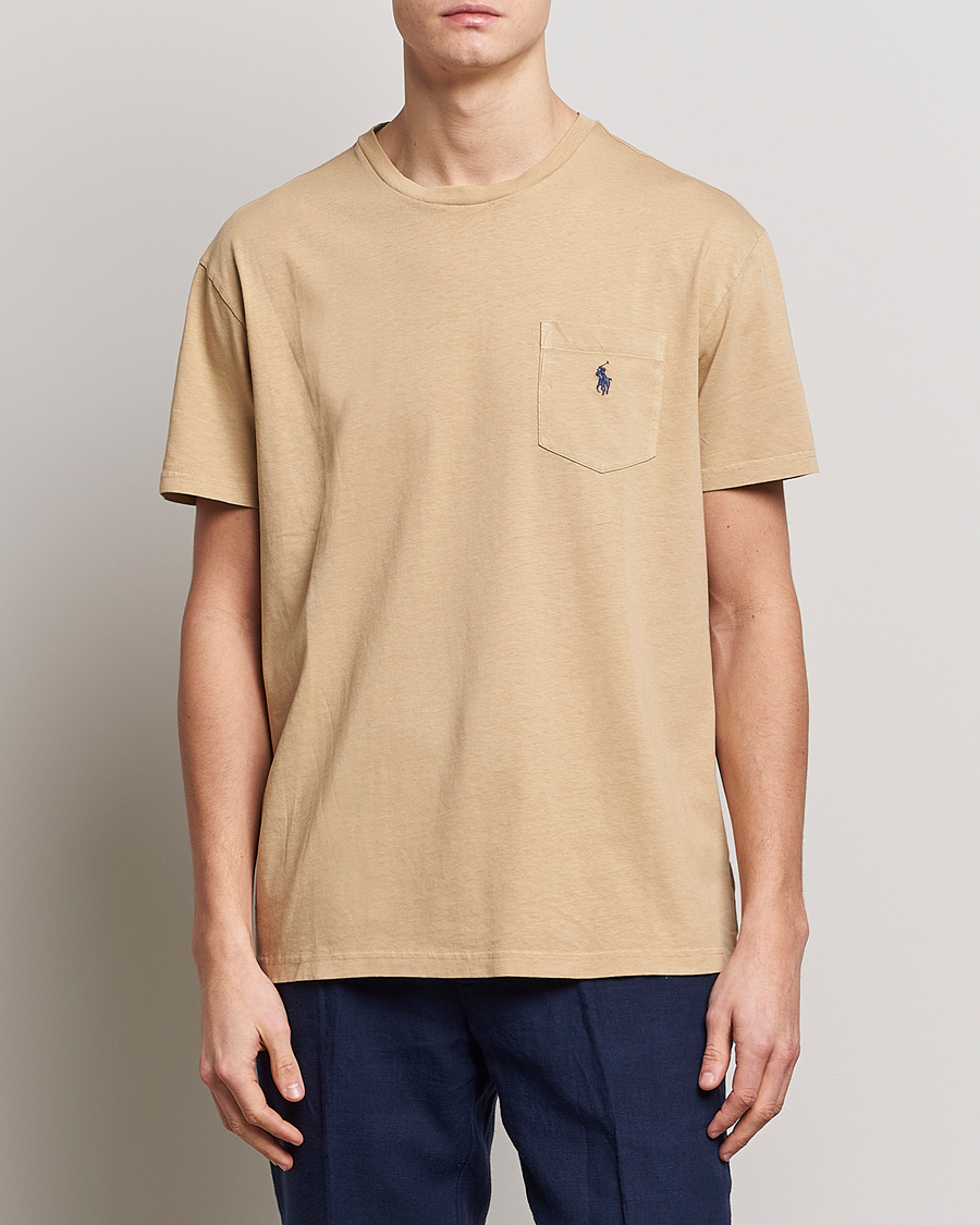 Homme | T-shirts | Polo Ralph Lauren | Cotton/Linen Crew Neck T-Shirt Vintage Khaki