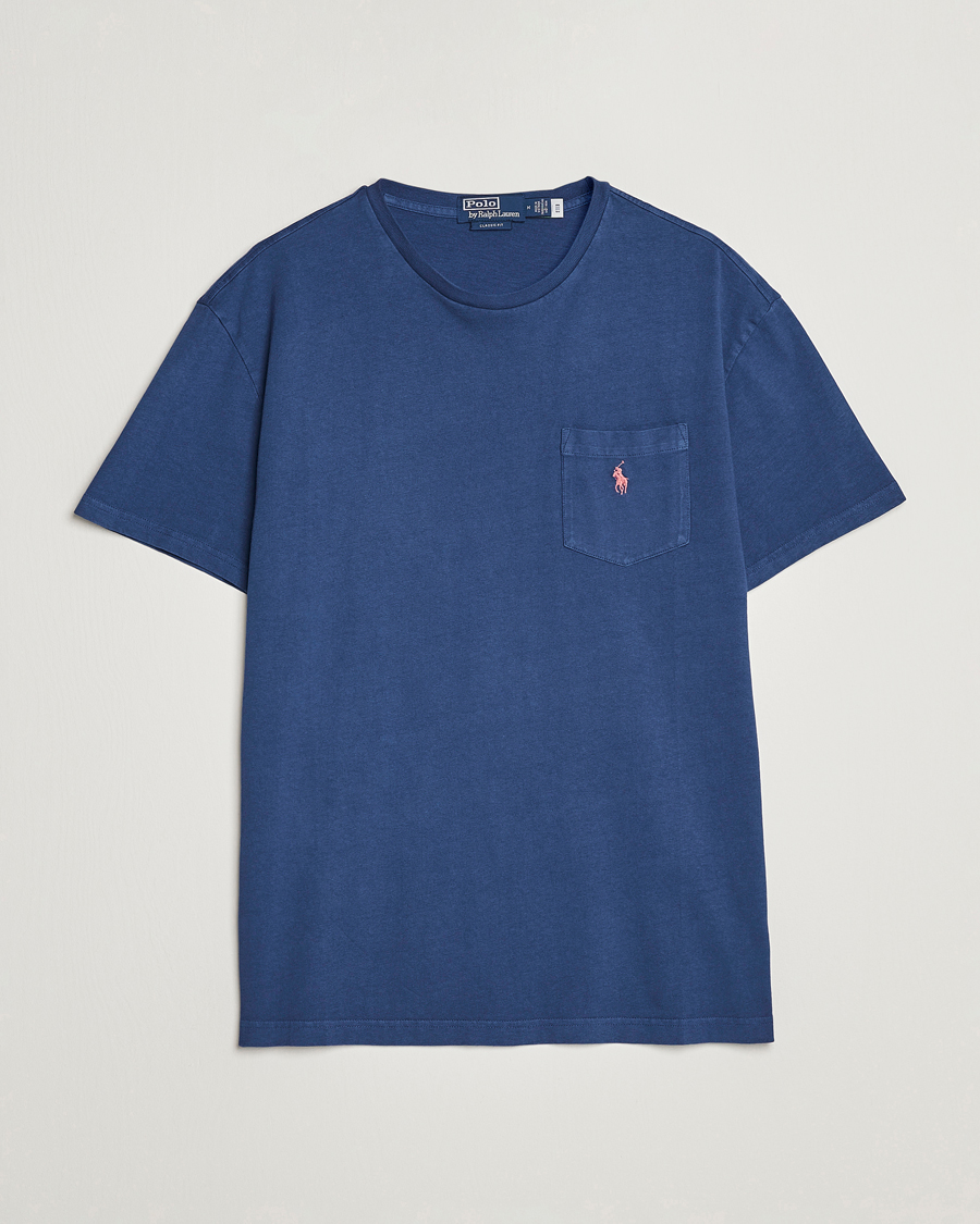 Homme | T-shirts | Polo Ralph Lauren | Cotton/Linen Crew Neck T-Shirt Light Navy
