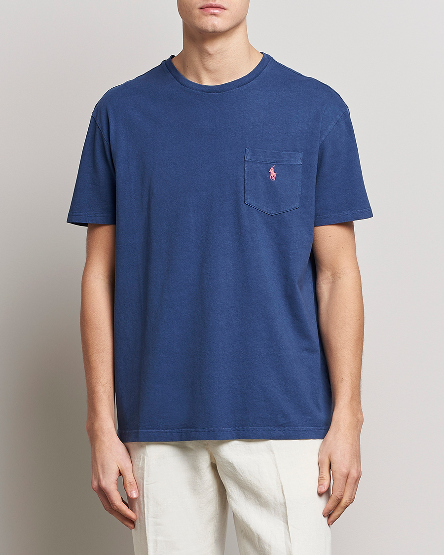 Homme | T-shirts | Polo Ralph Lauren | Cotton/Linen Crew Neck T-Shirt Light Navy