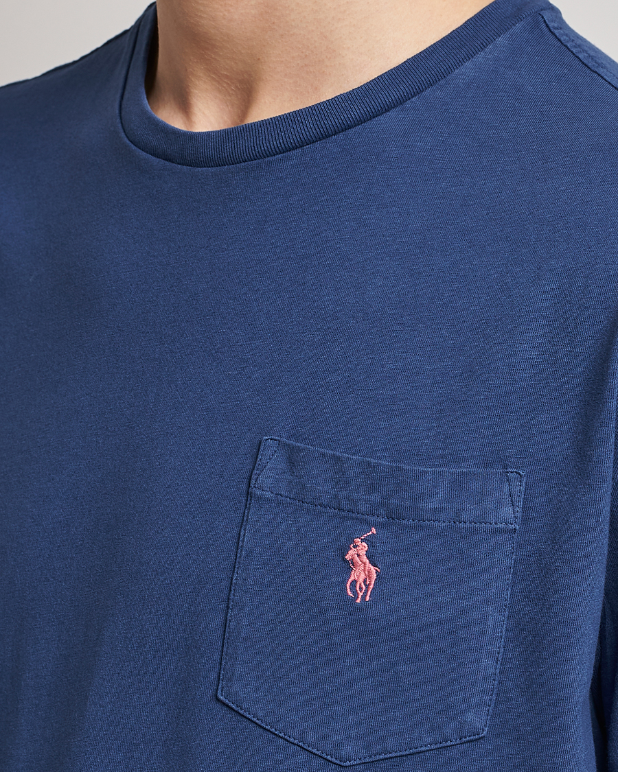 Homme | T-shirts | Polo Ralph Lauren | Cotton/Linen Crew Neck T-Shirt Light Navy