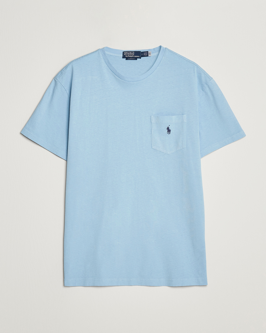 Homme | T-shirts | Polo Ralph Lauren | Cotton/Linen Crew Neck T-Shirt Powder Blue