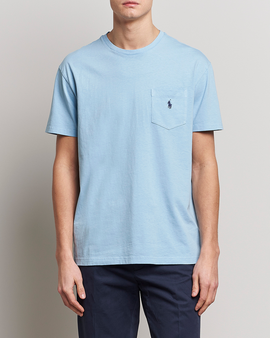Homme | T-shirts | Polo Ralph Lauren | Cotton/Linen Crew Neck T-Shirt Powder Blue