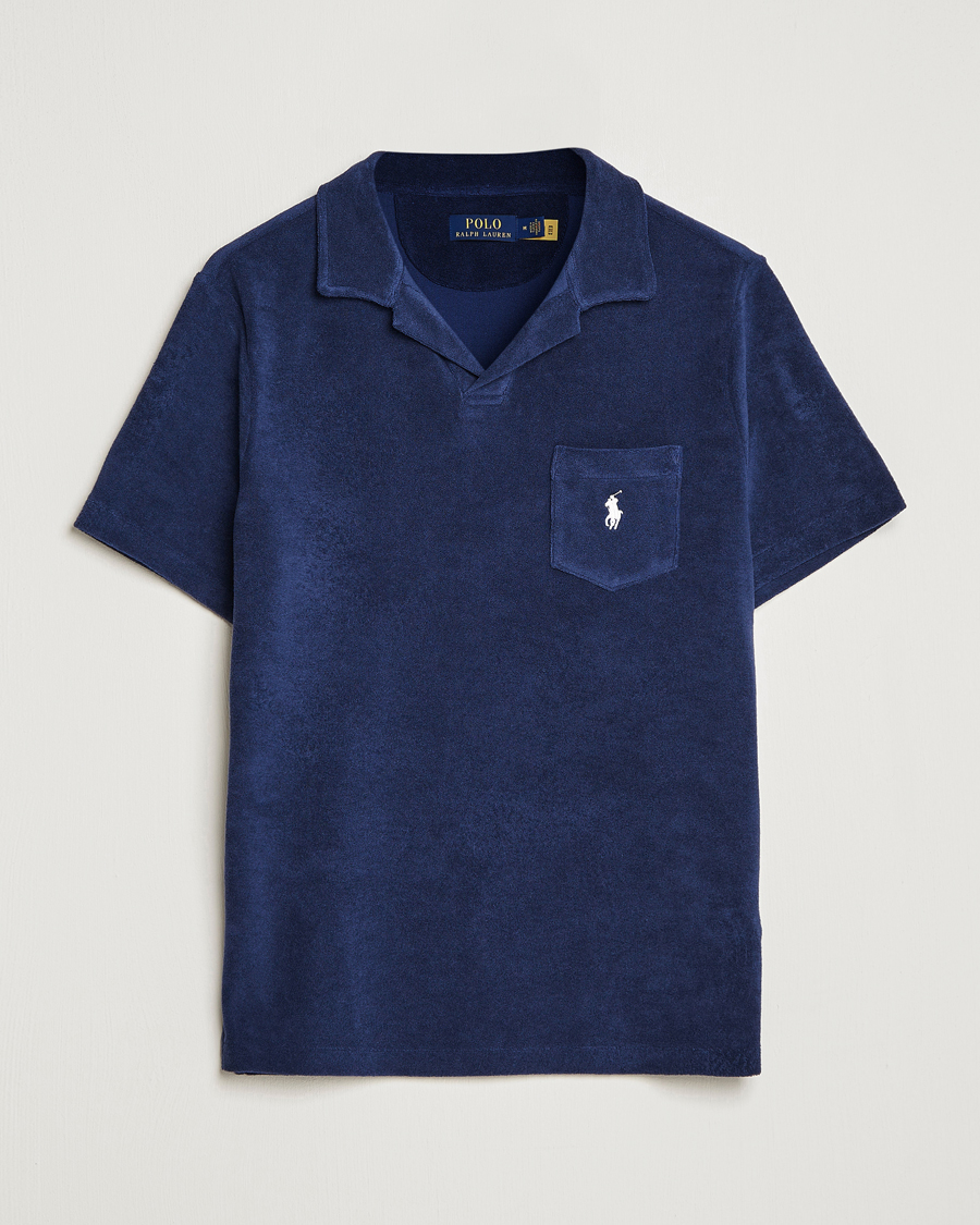 Homme | Polos | Polo Ralph Lauren | Cotton Terry Open Collar Polo Newport Navy
