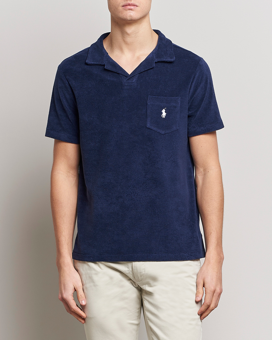 Homme | Polos | Polo Ralph Lauren | Cotton Terry Open Collar Polo Newport Navy