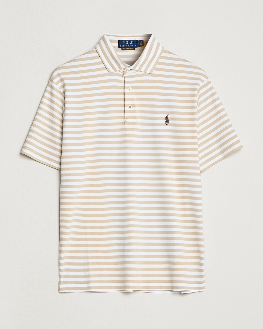 Homme | Polos | Polo Ralph Lauren | Luxury Pima Cotton Striped Polo Beige/White