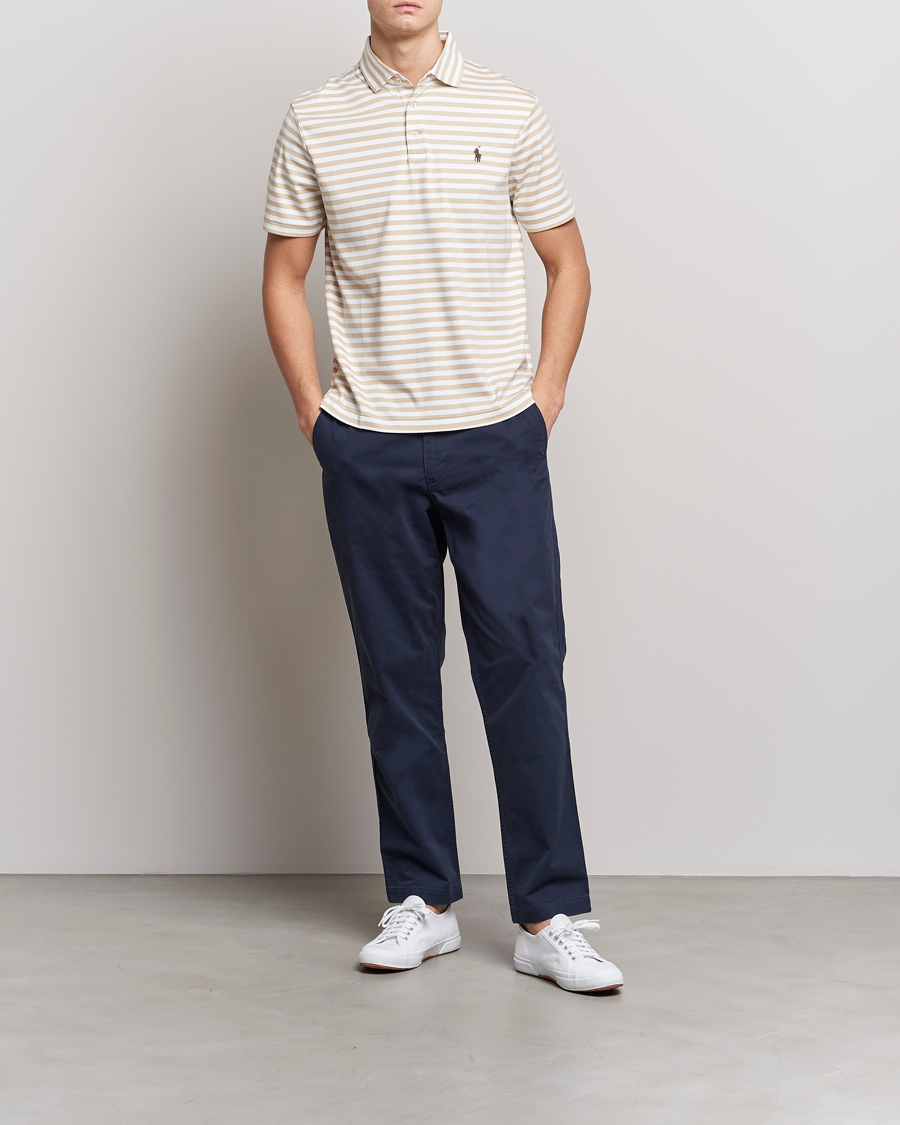 Homme | Polos | Polo Ralph Lauren | Luxury Pima Cotton Striped Polo Beige/White