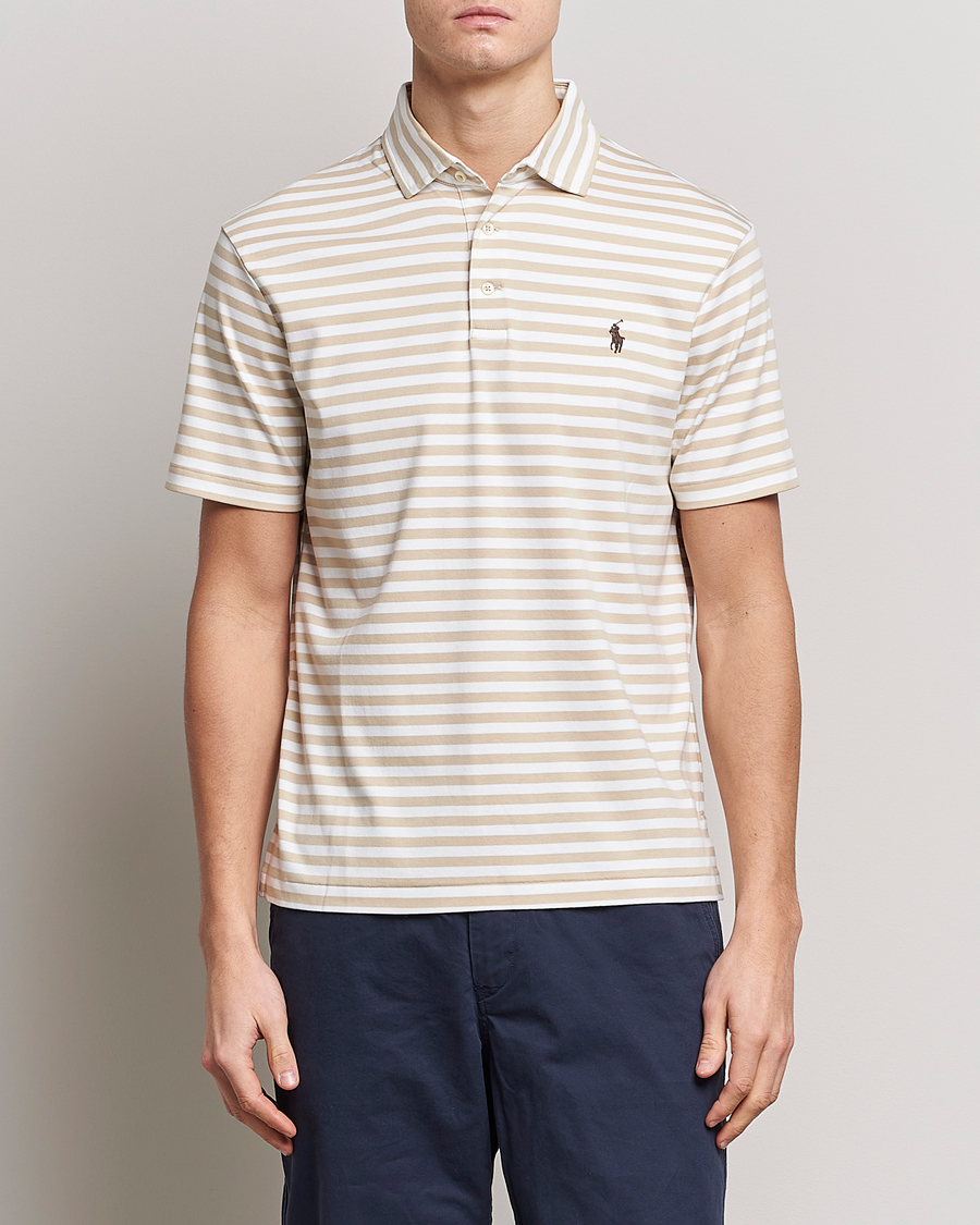 Homme | Polos | Polo Ralph Lauren | Luxury Pima Cotton Striped Polo Beige/White