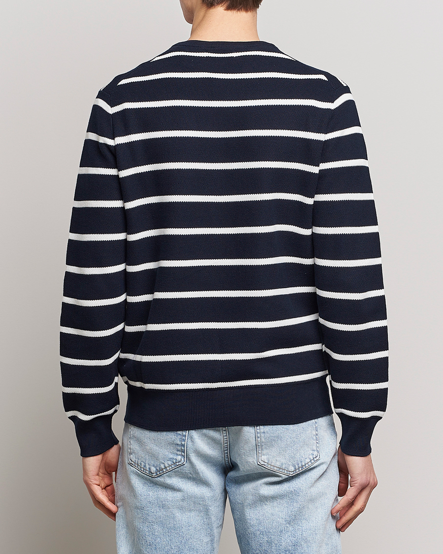 Homme | Pulls Et Tricots | Polo Ralph Lauren | Textured Striped Crew Neck Sweater Navy/White