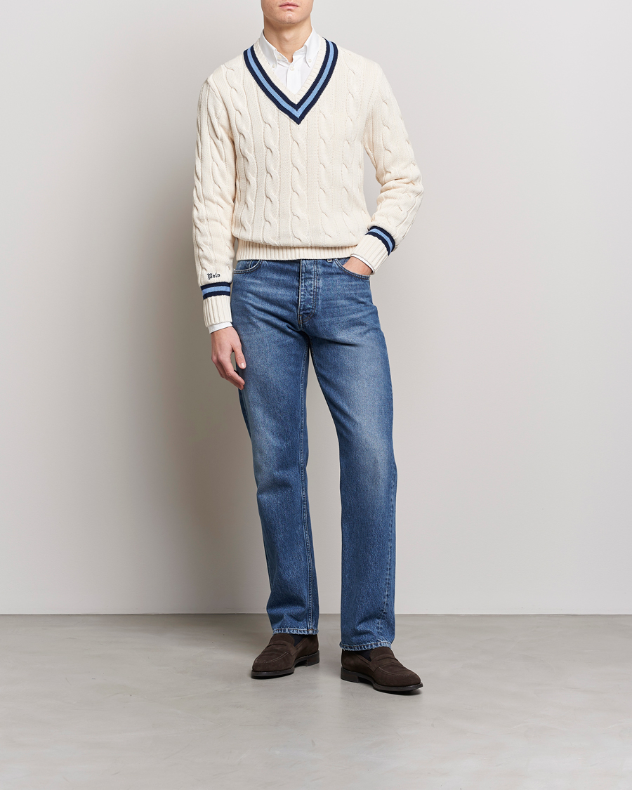 Homme | Pulls Et Tricots | Polo Ralph Lauren | Cricket Sweater Cream/Navy Stripe