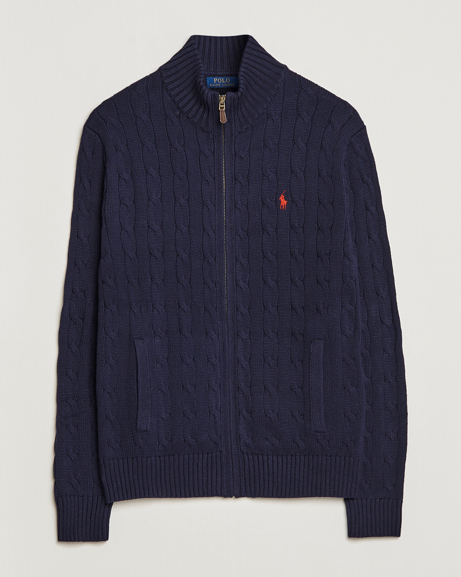Homme | Pulls Et Tricots | Polo Ralph Lauren | Cotton Cable Full Zip Hunter Navy