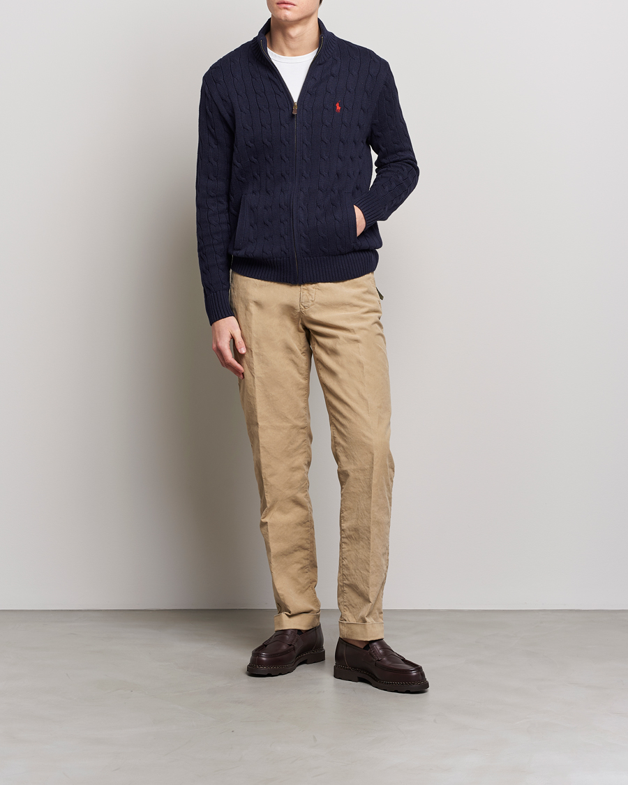 Homme | Pulls Et Tricots | Polo Ralph Lauren | Cotton Cable Full Zip Hunter Navy