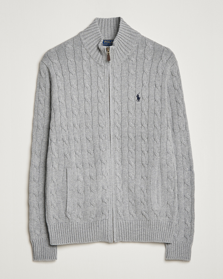 Homme | Pulls Et Tricots | Polo Ralph Lauren | Cotton Cable Full Zip Fawn Grey Heather