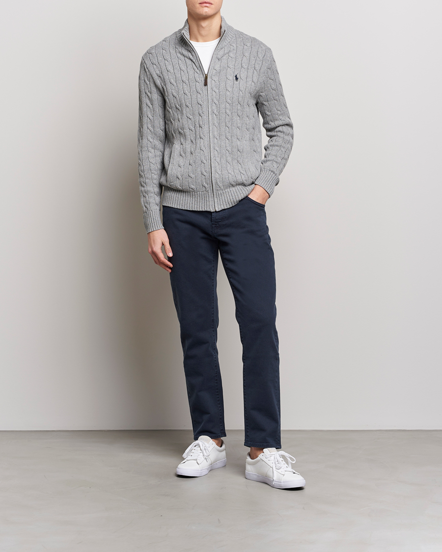 Homme | Pulls Et Tricots | Polo Ralph Lauren | Cotton Cable Full Zip Fawn Grey Heather