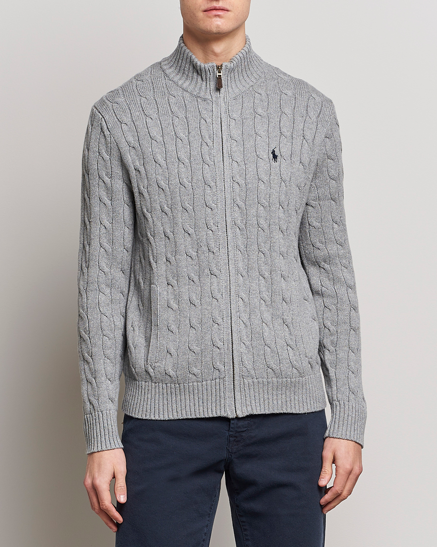 Homme | Pulls Et Tricots | Polo Ralph Lauren | Cotton Cable Full Zip Fawn Grey Heather