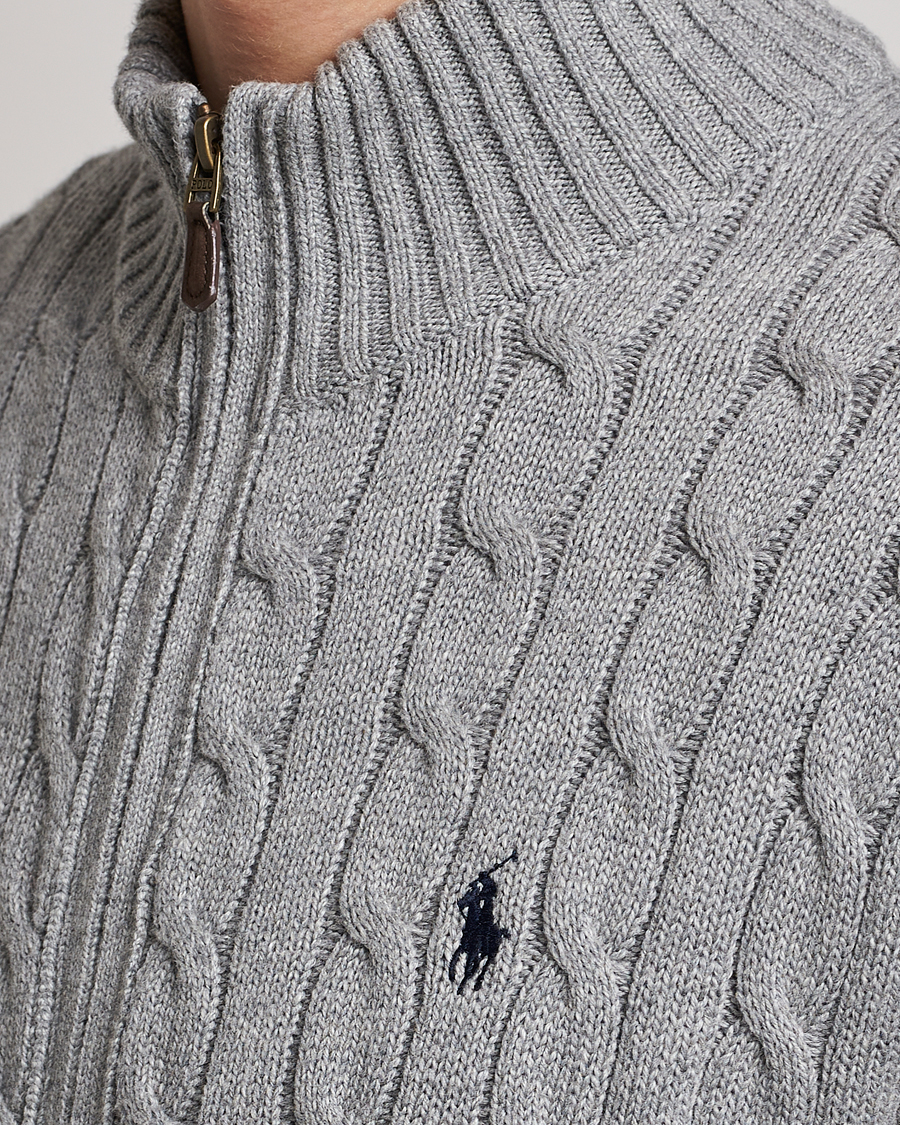 Homme | Pulls Et Tricots | Polo Ralph Lauren | Cotton Cable Full Zip Fawn Grey Heather