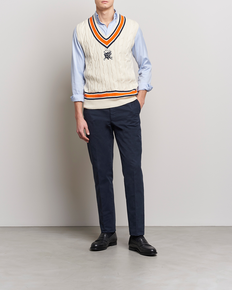 Homme | Pulls Et Tricots | Polo Ralph Lauren | Cricket V-Neck Knitted Vest Cream Multi